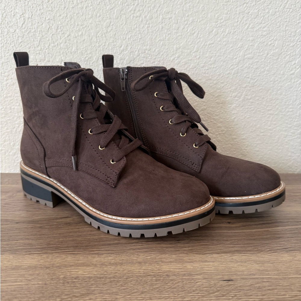 Kensie Chocolate Lace-Up Ankle Booties